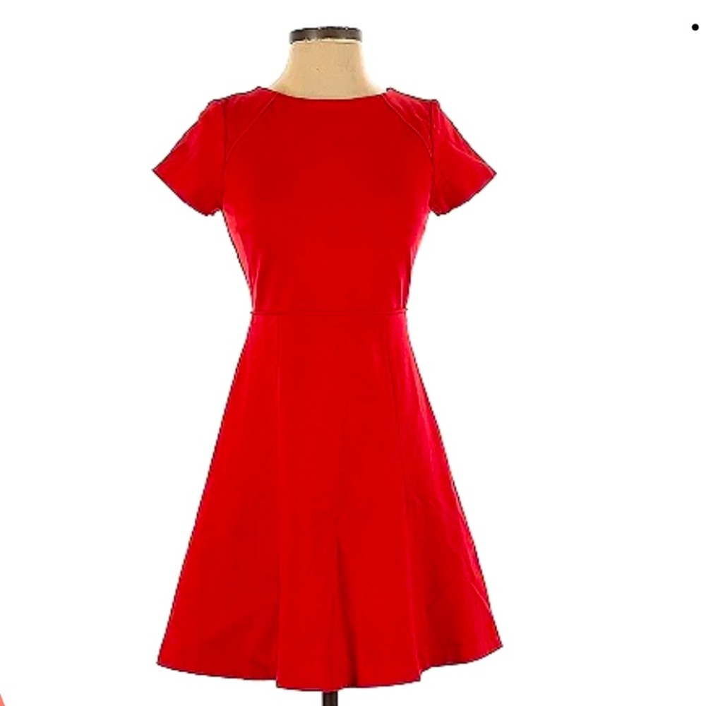 J Crew Red Short Sleeve Skater Dress